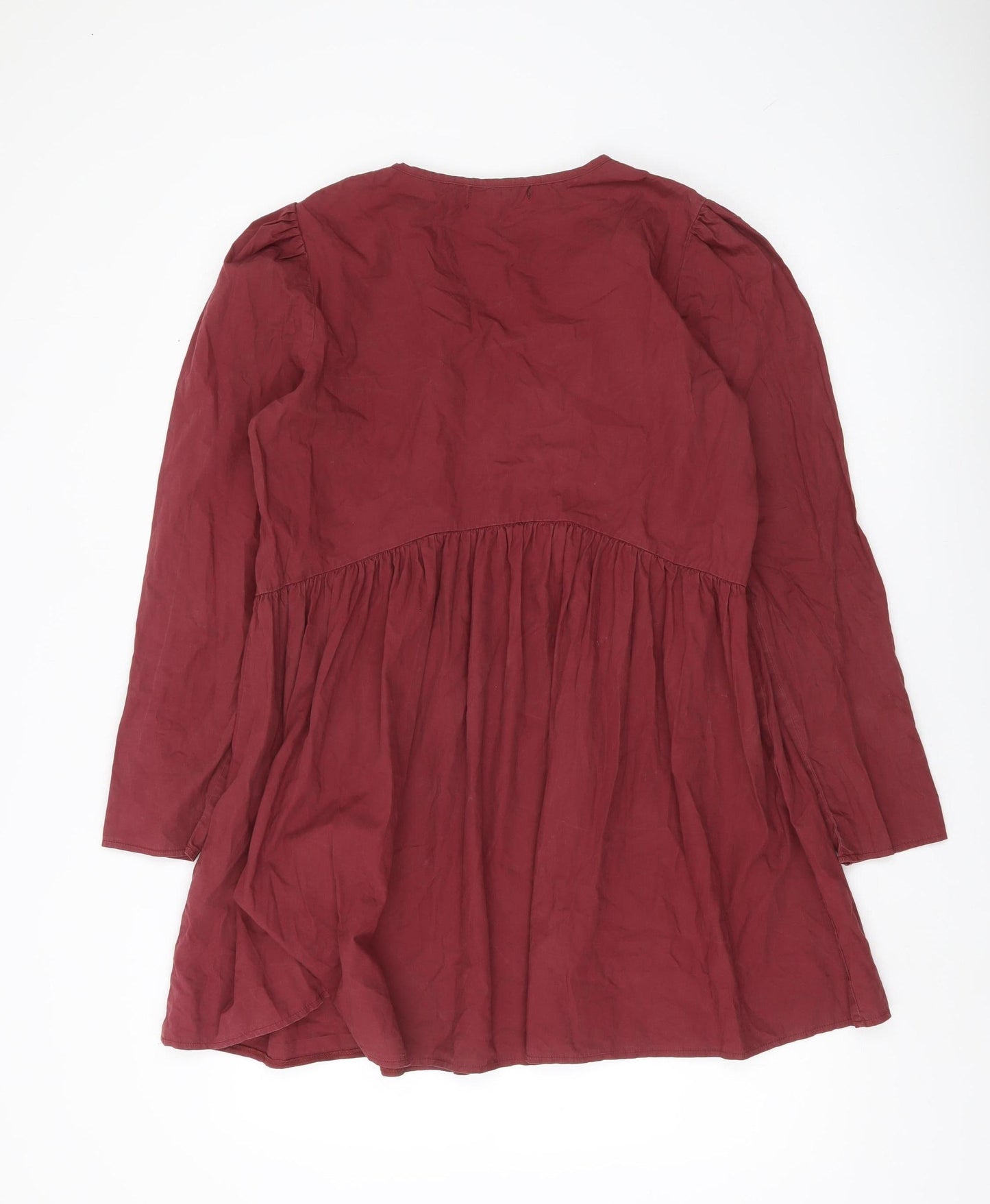Missguided Women Red Size 12 A-Line Mini Dress Long Sleeve Cotton