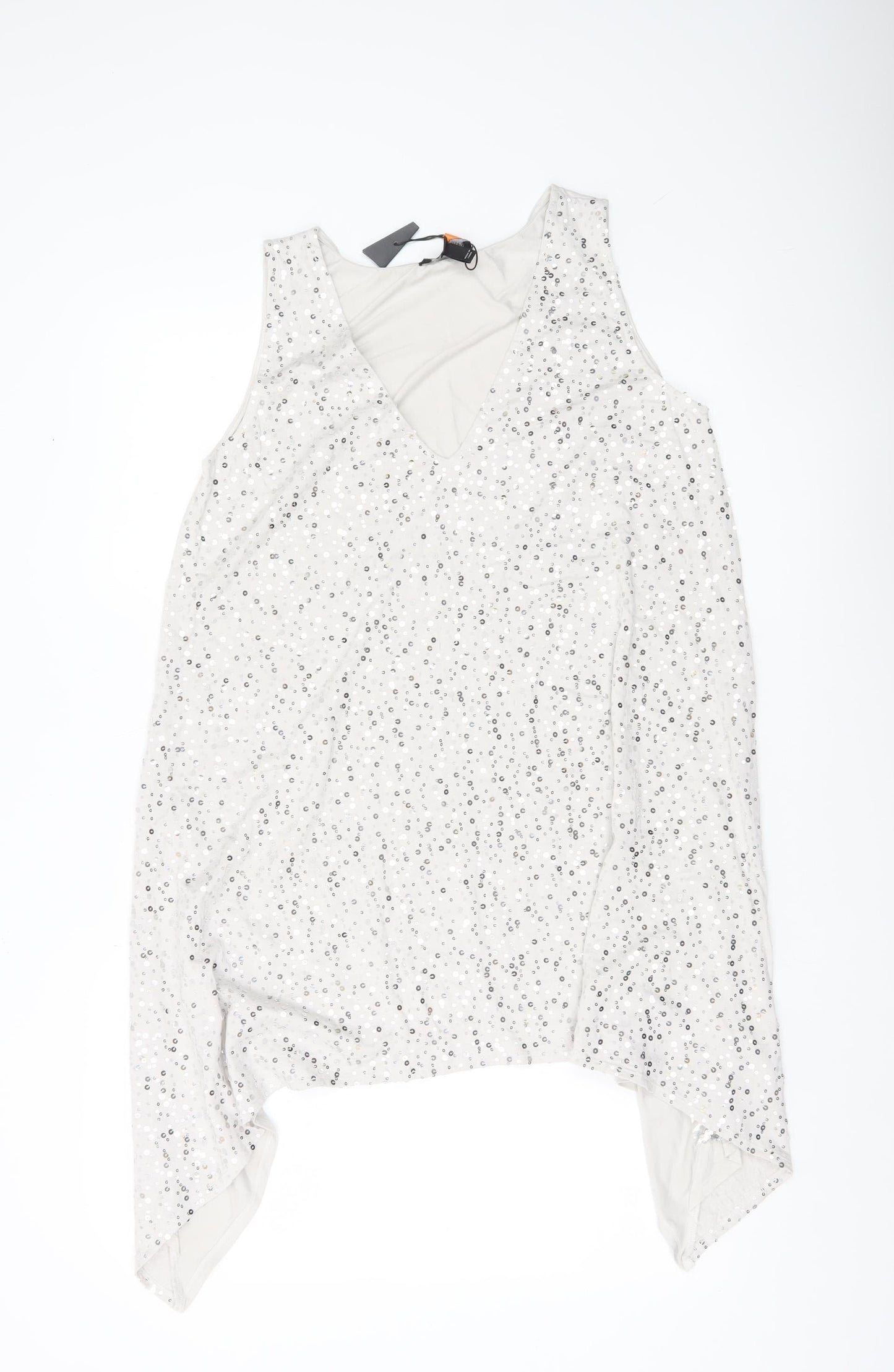 Isabella Oliver Women White Sequin Maternity Camisole Tank Top M