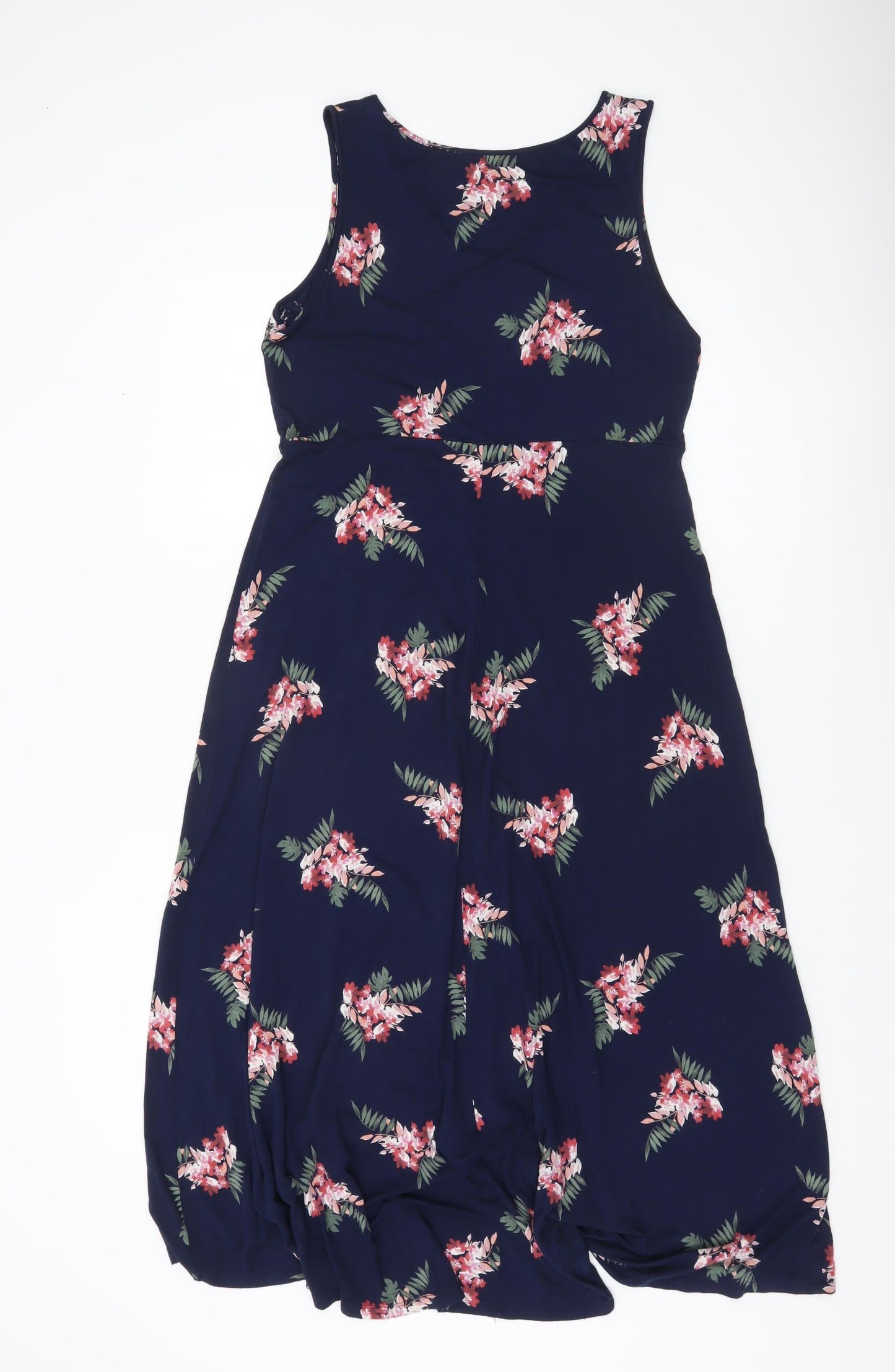 Croft & Barrow Womens Blue Floral A-Line V-Neck Knee Dress Size 12