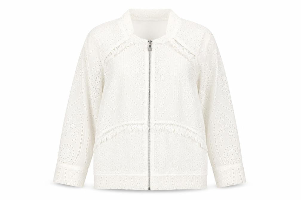 River Island Women White Lace Tunic Top Size 6 Zip Detail