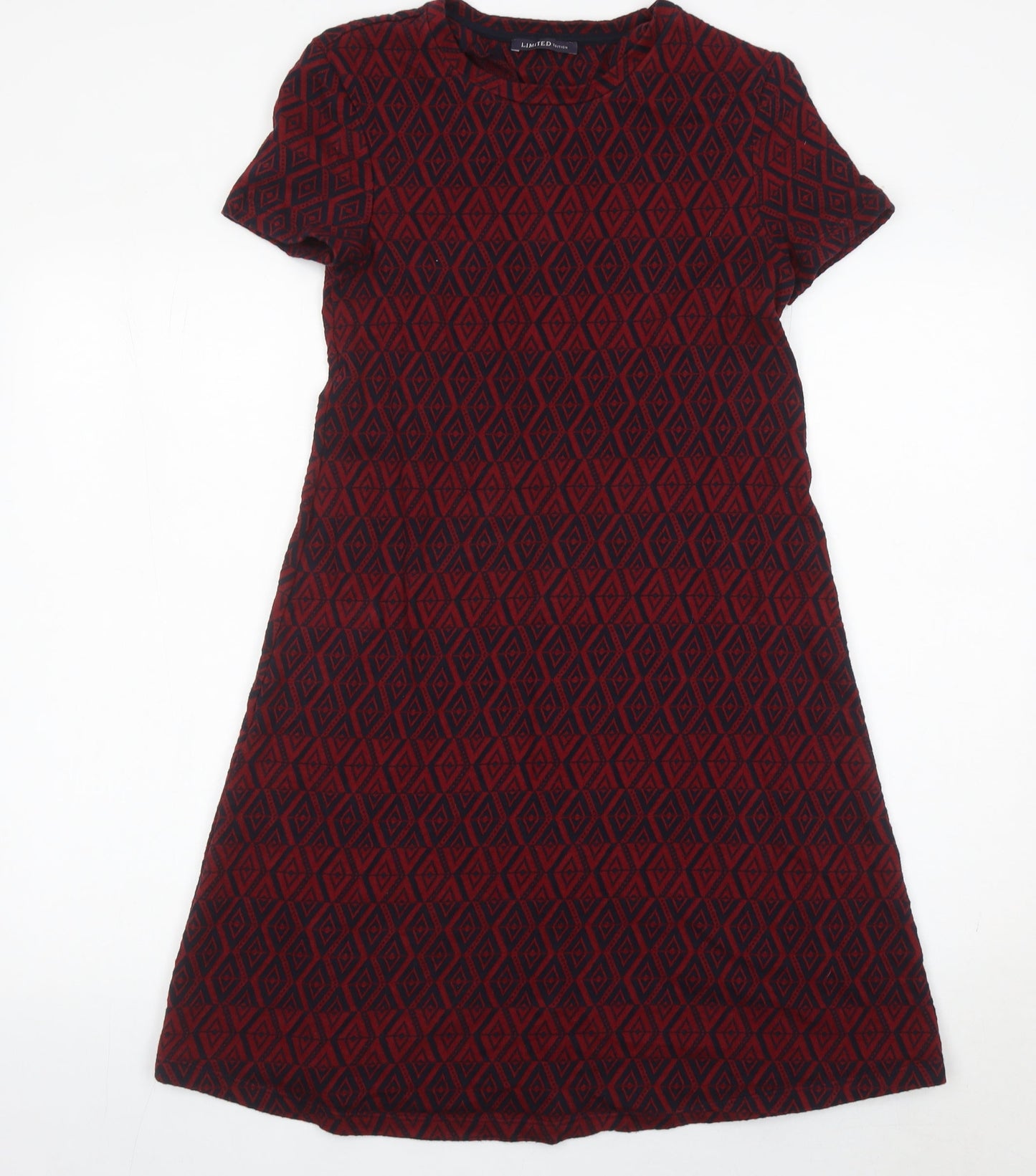 Marks and Spencer Women Red Geometric Cotton Shift Dress UK 6