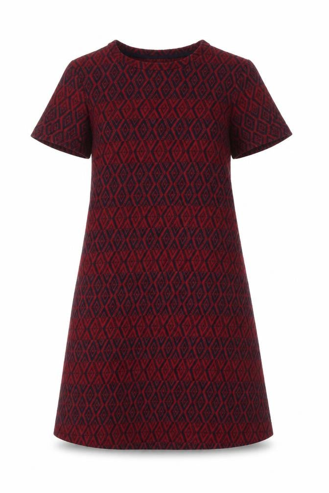 Marks & Spencer Women Red Geometric Cotton Shift Dress UK 6
