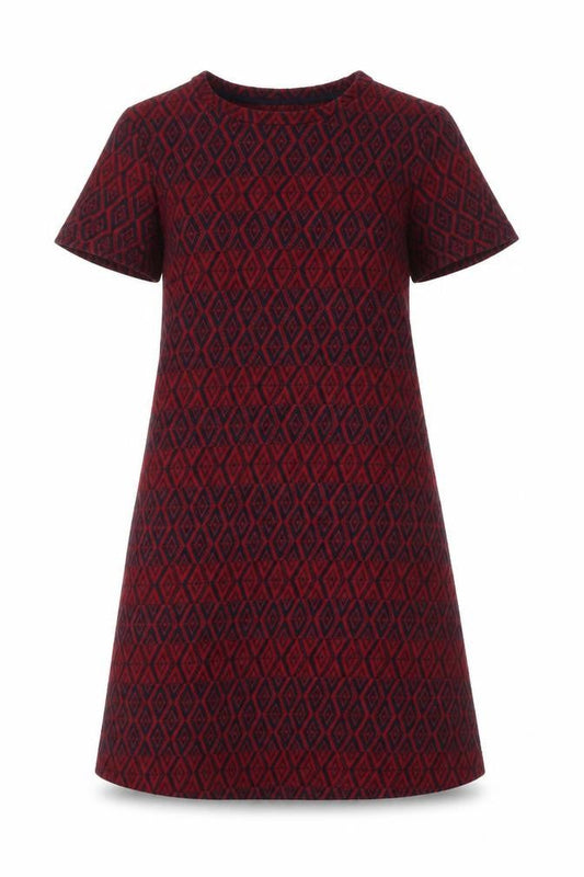 Marks & Spencer Women Red Geometric Cotton Shift Dress UK 6