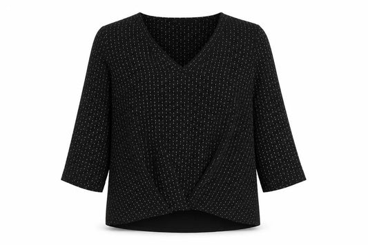 Marks and Spencer Women Black Blouse Size 14 V-Neck Tunic Top