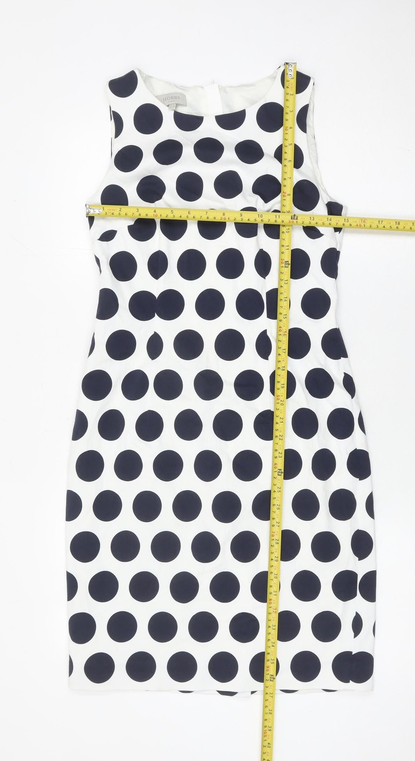Hobbs Women White Polka Dot Sheath Dress Size 10 Sleeveless