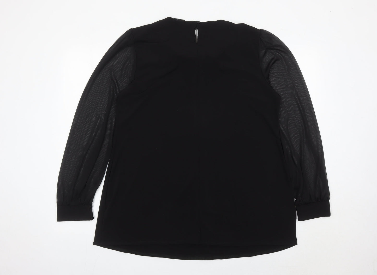 Blue Chameleon Womens Black Beaded Blouse Size 18 Long Sleeve Tunic