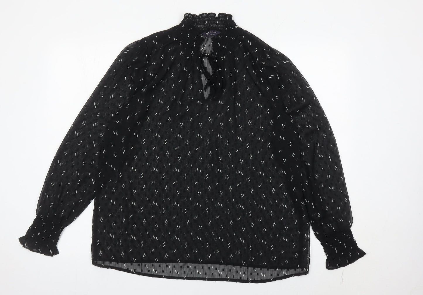 Marks and Spencer Womens Black Sheer Chiffon Blouse Size 12
