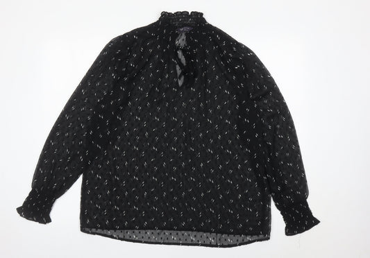 Marks and Spencer Womens Black Sheer Chiffon Blouse Size 12
