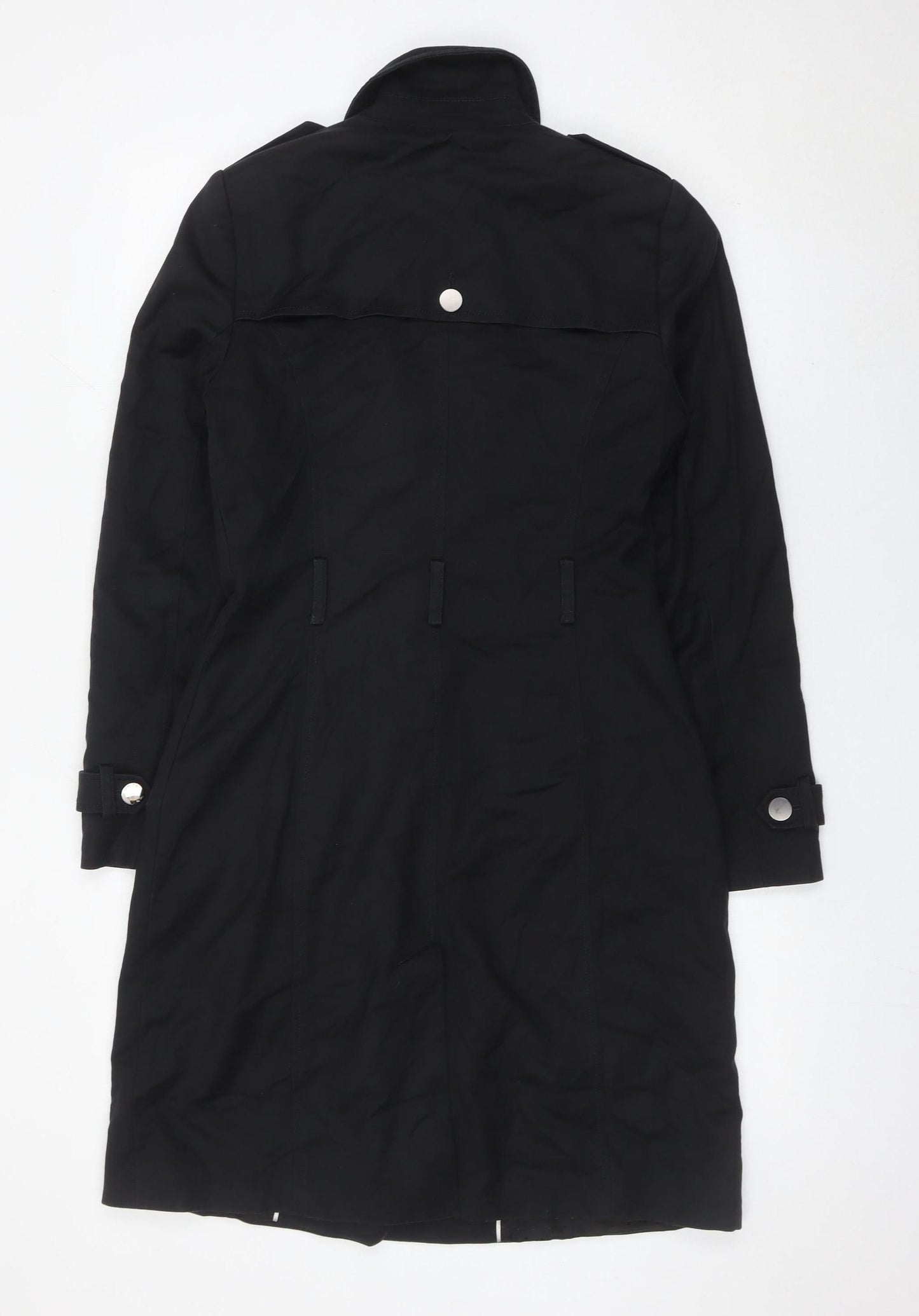 Portmans Womens Black Size 8 Trench Coat Long Cotton Blend Jacket