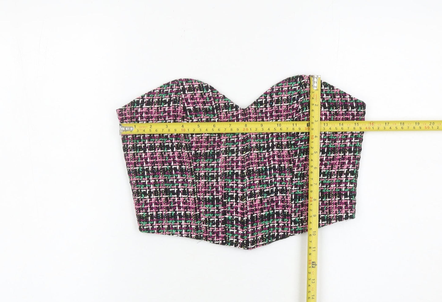 Zara Women Multicoloured Cropped Strapless Sweetheart Blouse Size 12