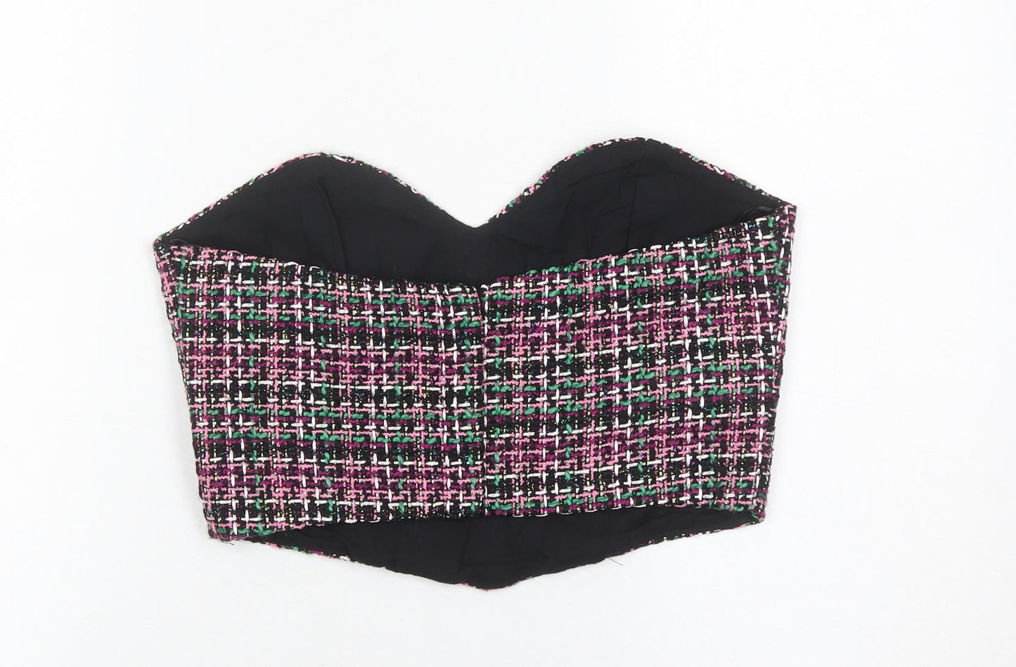 Zara Women Multicoloured Cropped Strapless Sweetheart Blouse Size 12