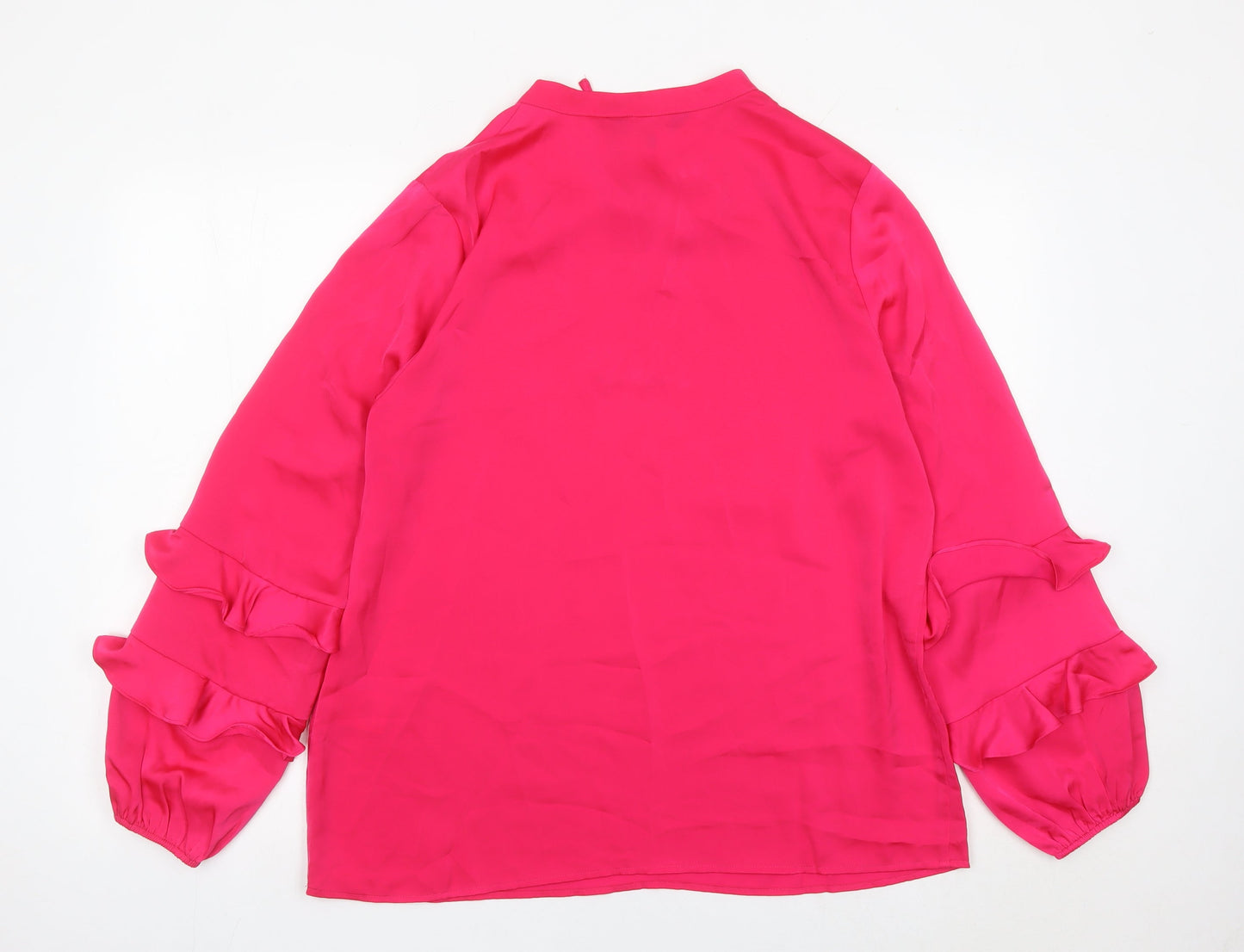 Sosandar Womens Pink Ruffle Sleeve Blouse Size 14 Tunic Top