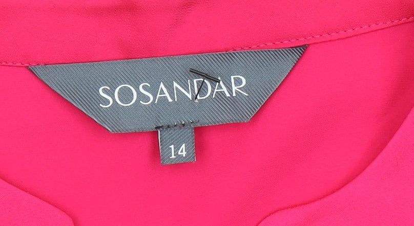 Sosandar Womens Pink Ruffle Sleeve Blouse Size 14 Tunic Top