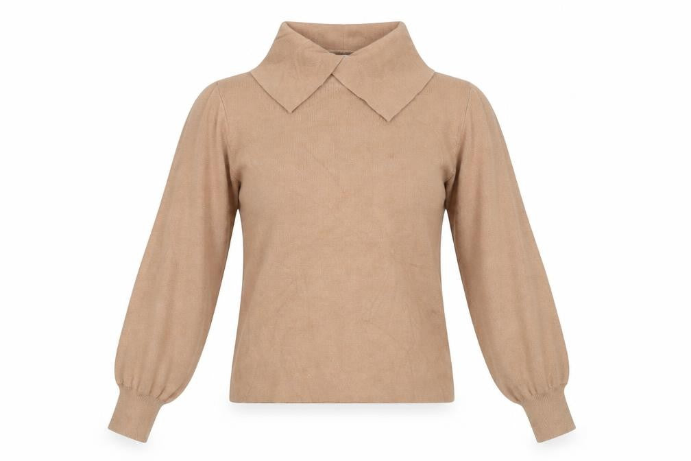 Next Women’s Beige Collared Knit Pullover Jumper M Long Sleeve