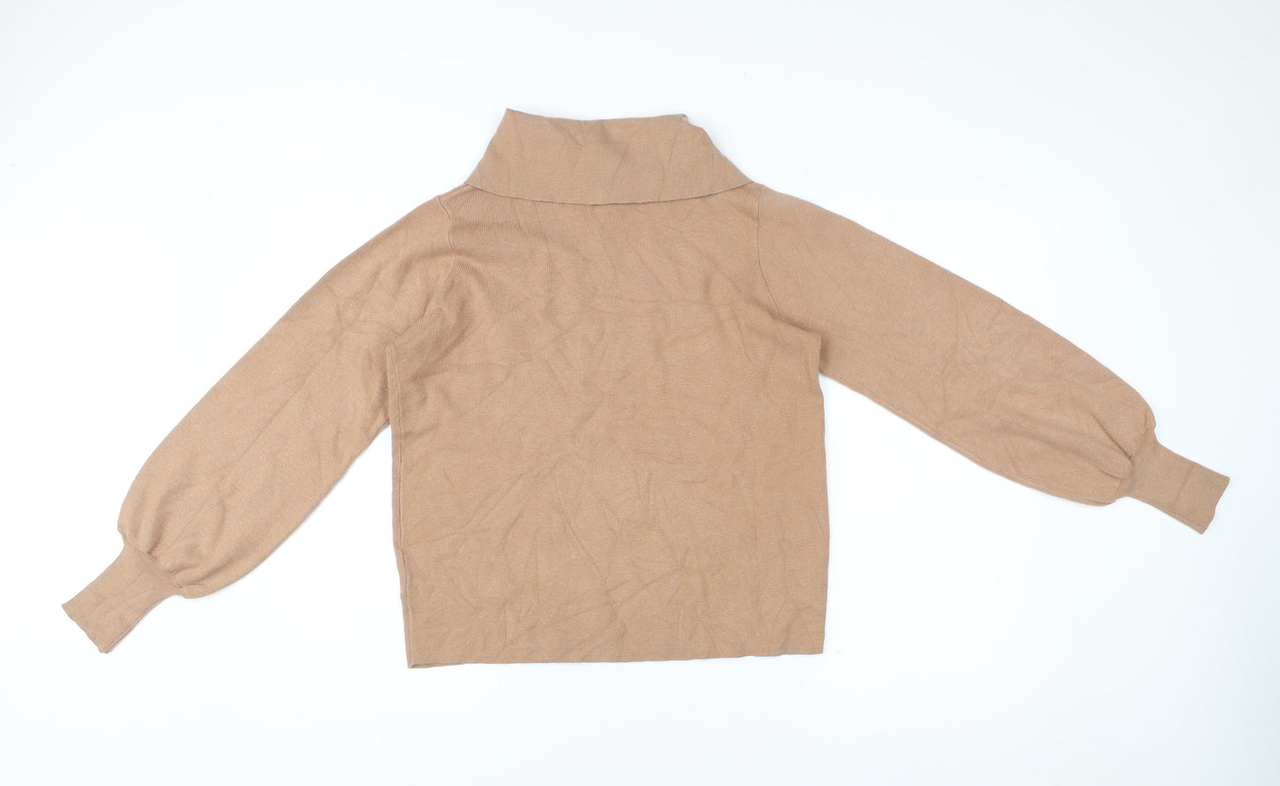 Next Women’s Beige Collared Knit Pullover Jumper M Long Sleeve