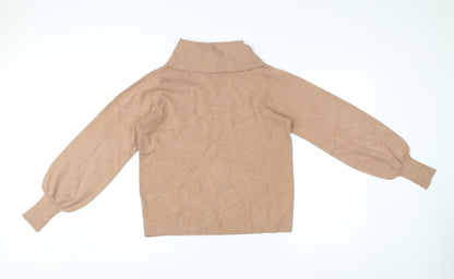 Next Women’s Beige Collared Knit Pullover Jumper M Long Sleeve