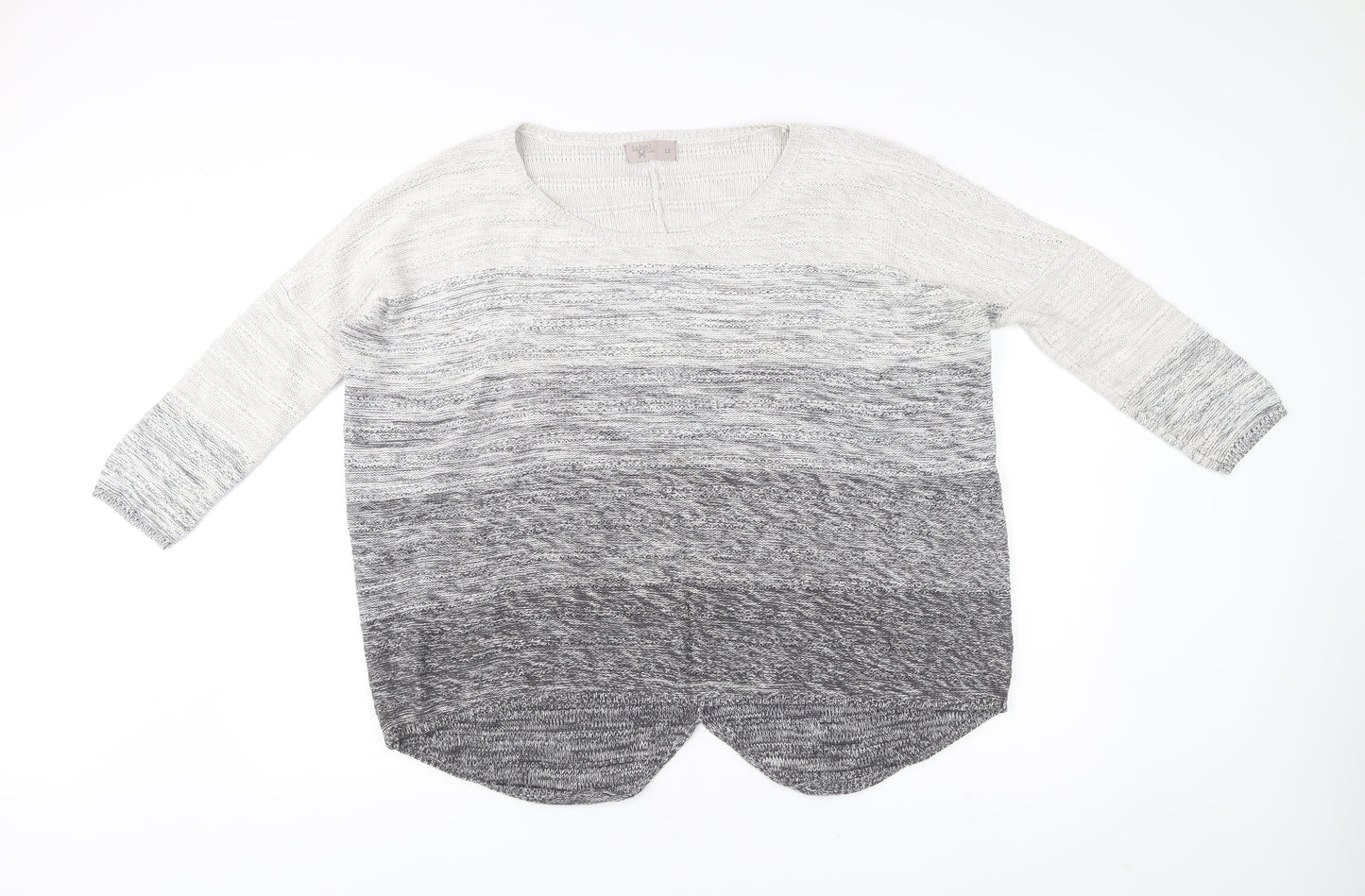 Label Lab Women’s Grey Ombre Knit Scoop Neck Pullover Jumper Size 12