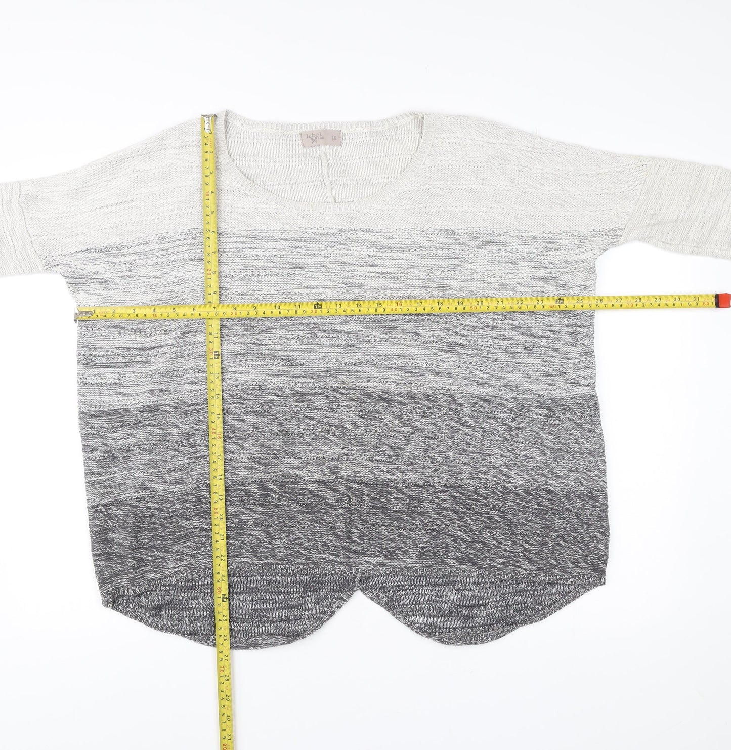 Label Lab Women’s Grey Ombre Knit Scoop Neck Pullover Jumper Size 12