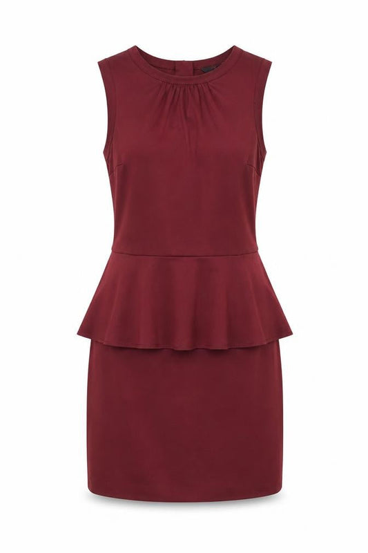 H&M Women’s Red Sheath Dress Size 8 Knee Length Sleeveless Zip Back