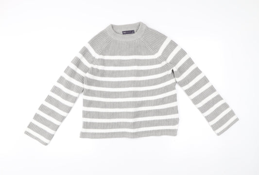 Marks and Spencer Womens Grey Striped Pullover Jumper Size S