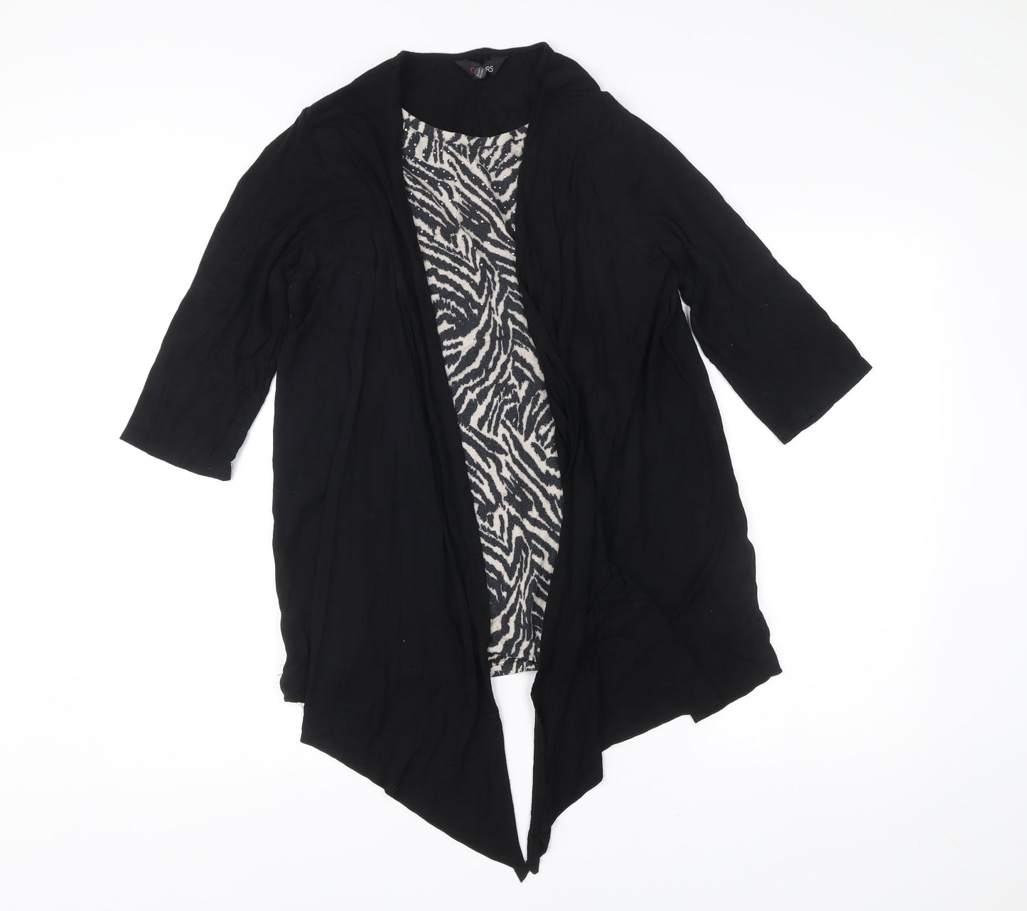 Yours Womens Black Tunic Top Size 16 3/4 Sleeve Viscose Blend