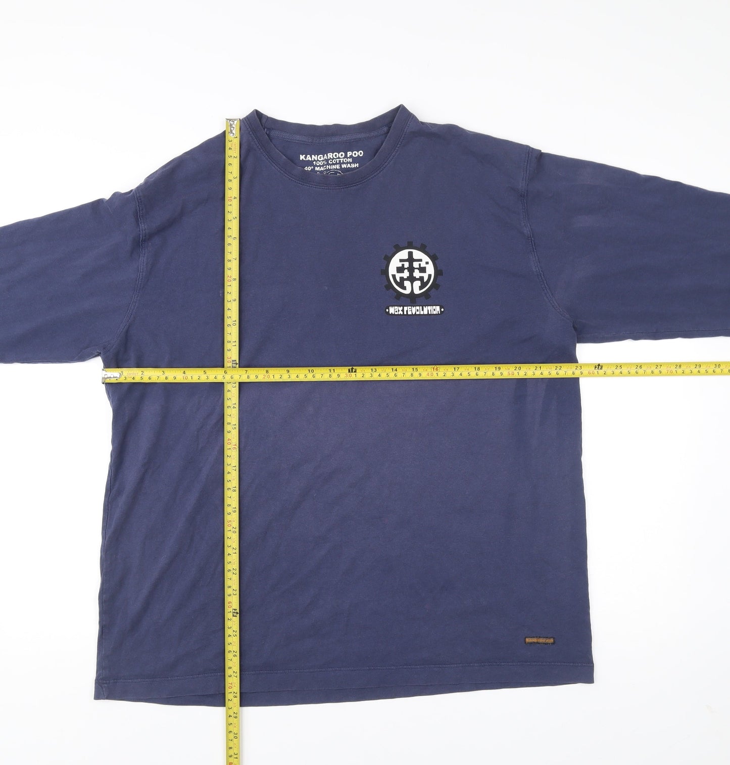 Kangaroo Poo Men’s Blue Graphic Long Sleeve Cotton Shirt L
