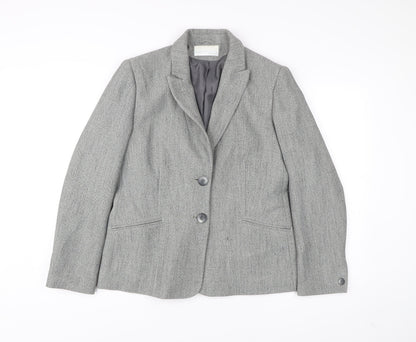 Additional front view of Amaranto Women Grey, size 16, Herringbone Blazer Jacket