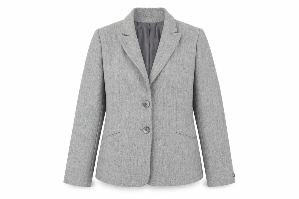 Amaranto Women Grey Size 16 Herringbone Blazer Jacket