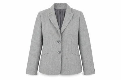 Front view of Amaranto Women Grey, size 16, Herringbone Blazer Jacket