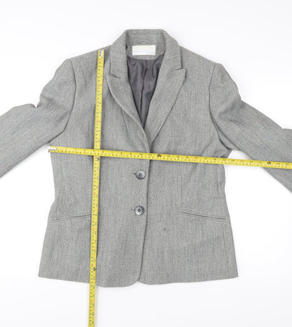 Back view of Amaranto Women Grey, size 16, Herringbone Blazer Jacket