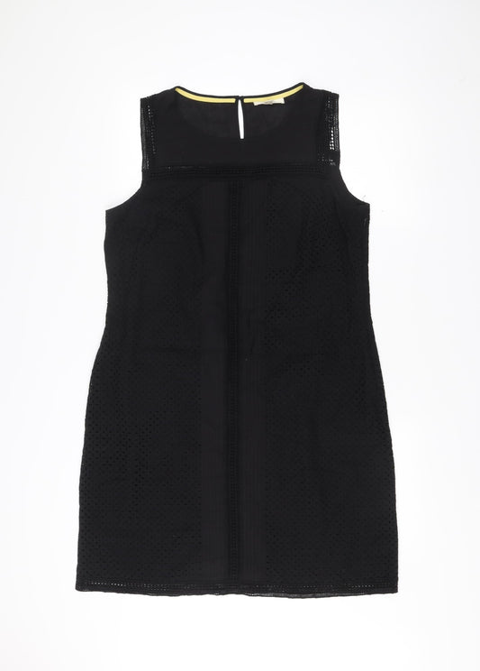 White Stuff Women Black Size 14 Shift Sleeveless Cotton Dress