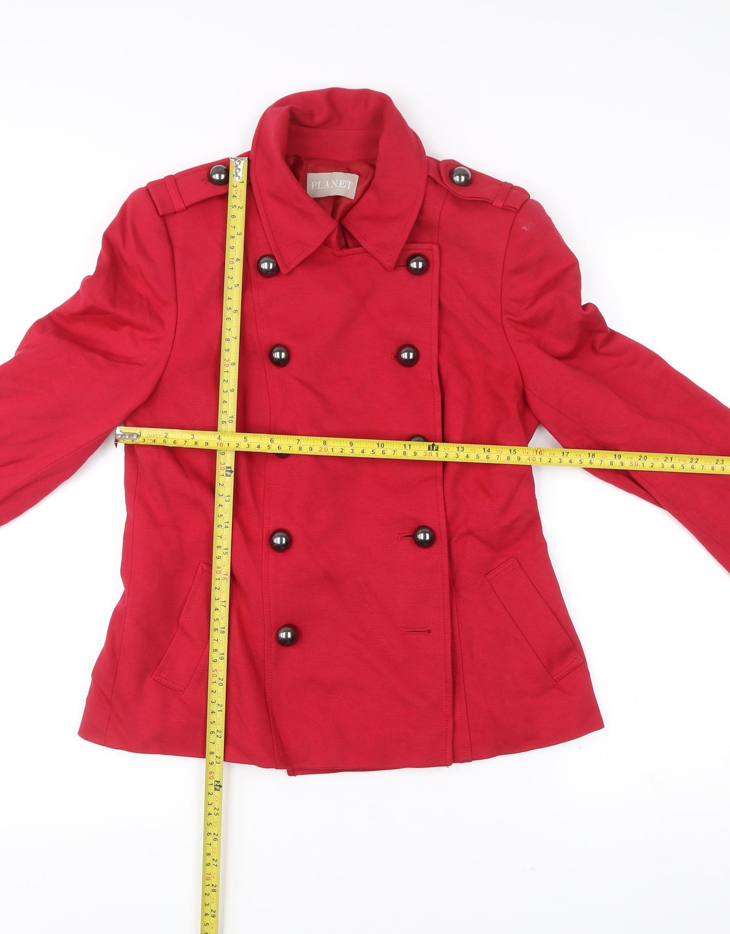 Planet Women’s Red Pea Coat Size 8 Double-Breasted Jacket