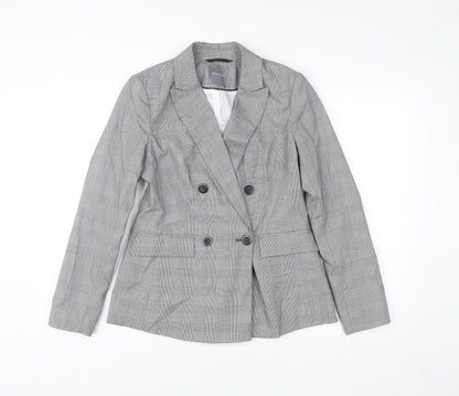 Additional front view of Principles Women Grey Check Double-Breasted Suit Jacket, size 10