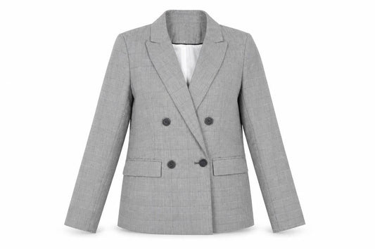 Principles Women Grey Check Double-Breasted Suit Jacket Size 10