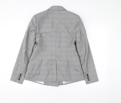 Close-up detail of Principles Women Grey Check Double-Breasted Suit Jacket, size 10