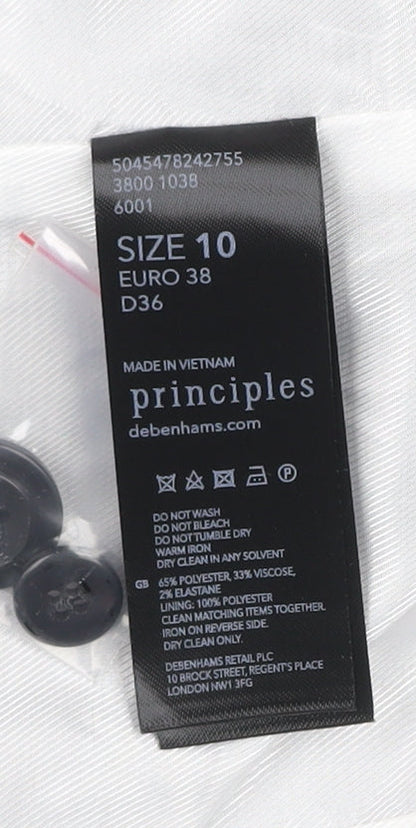 Brand and care label for Principles Women Grey Check Double-Breasted Suit Jacket, size 10