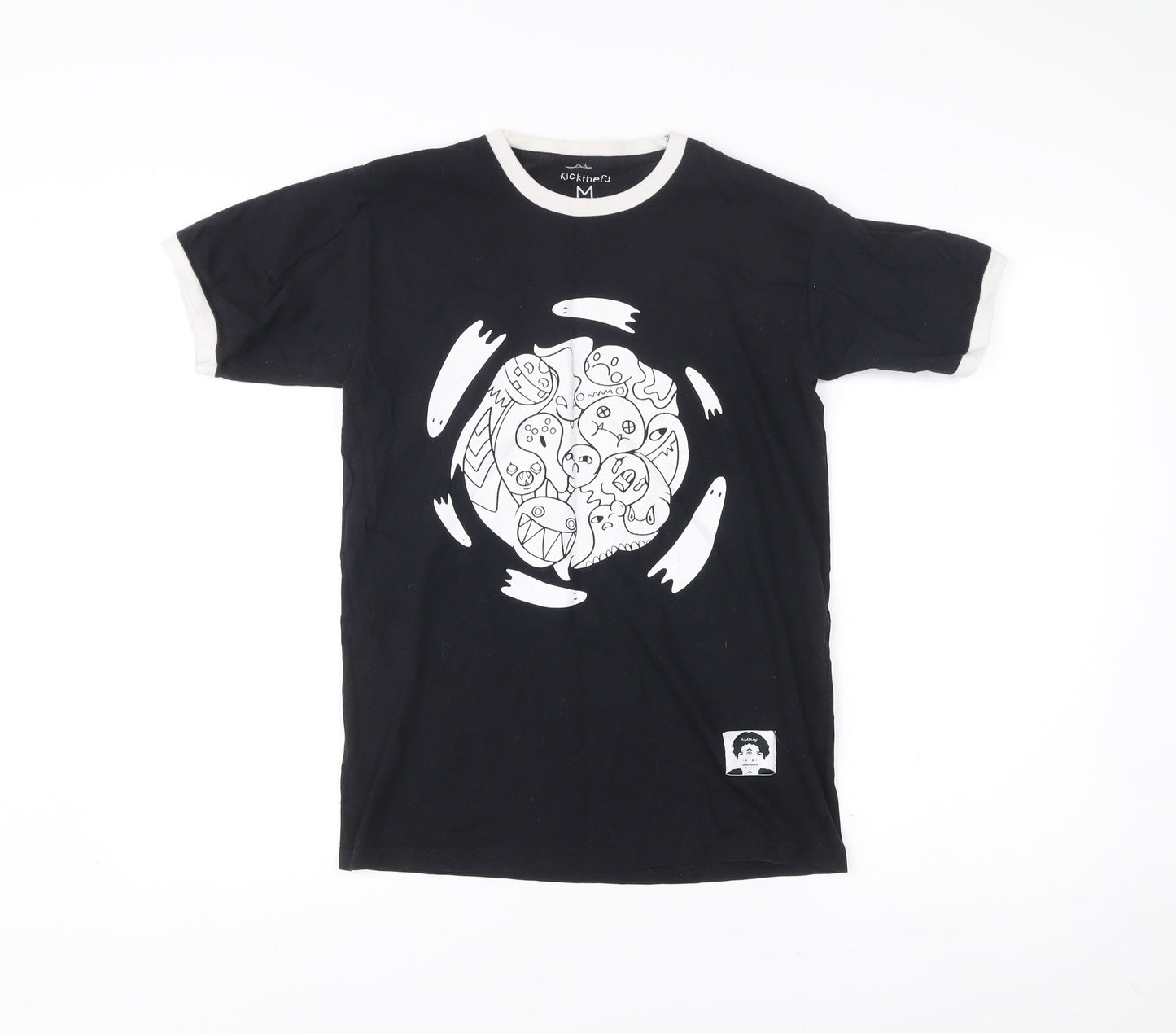 kickthepj Men's Black Graphic Print Cotton T-Shirt M