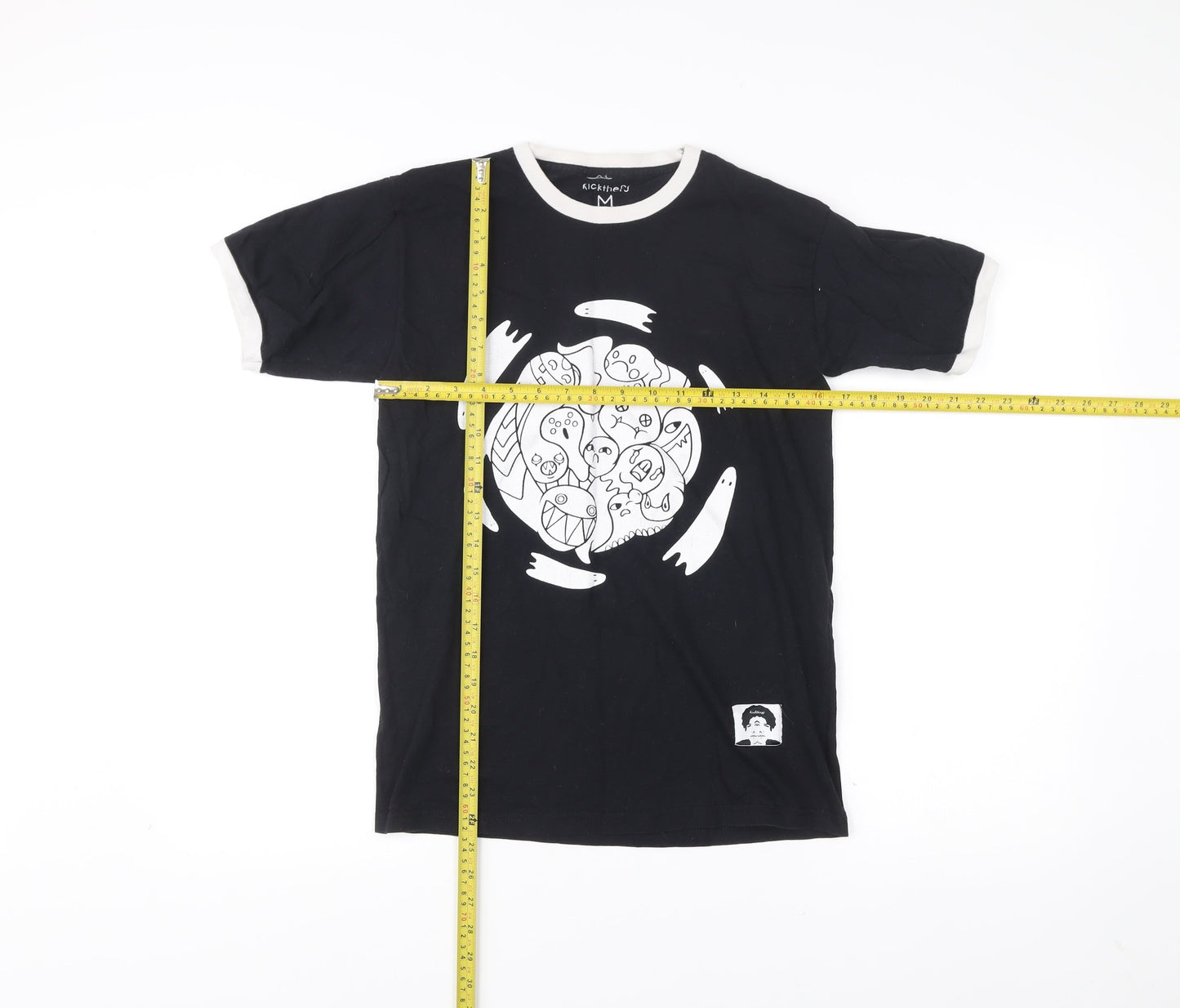 kickthepj Men's Black Graphic Print Cotton T-Shirt M