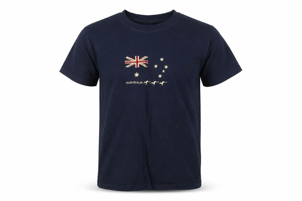 Purely Kids Boys Blue T-Shirt Size 14 Years Australian Flag Embroidered