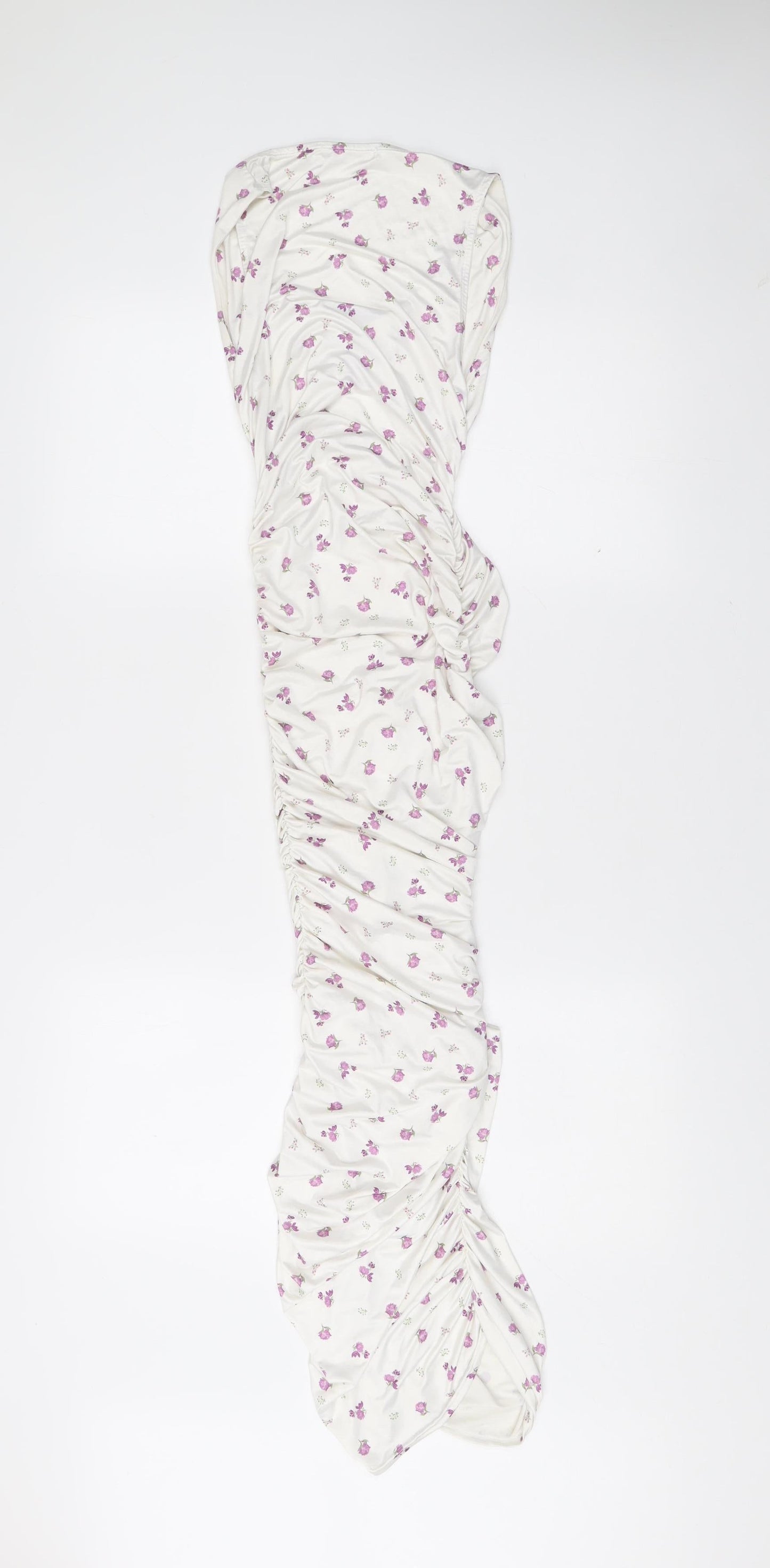 Missguided Women’s White Floral Strapless Bodycon Midi Dress Size 8