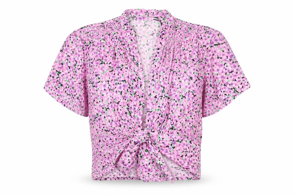 Zara Women’s Pink Floral Viscose Cropped Blouse XS