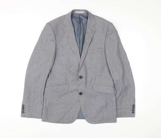 Burton Menswear Men Grey Slim Fit Blazer 38R Single Breasted Jacket