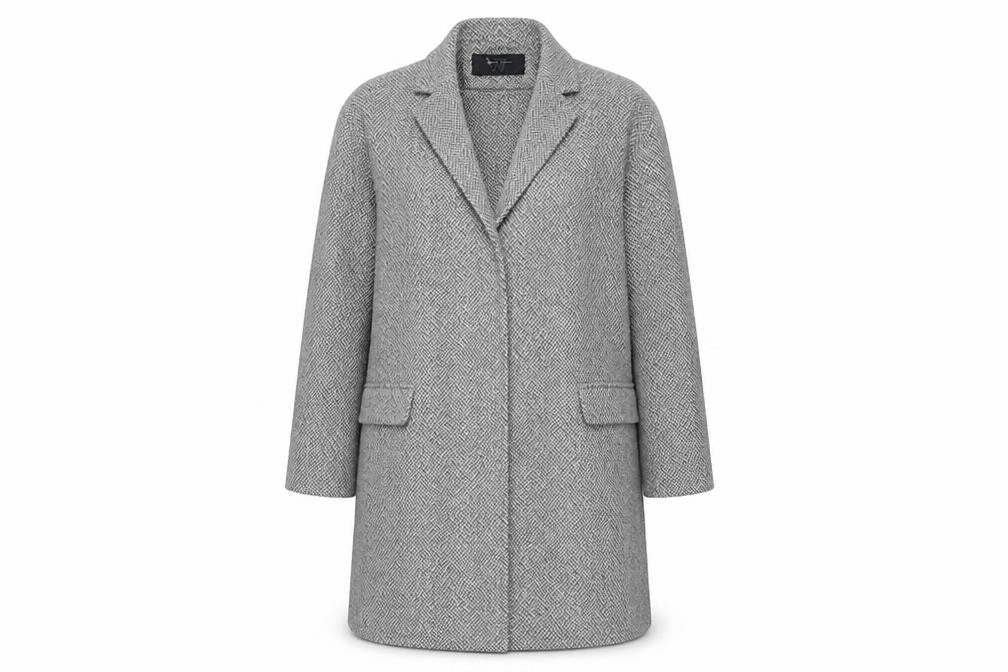 BHS Womens Grey Wool Blend Herringbone Coat Size 20 Plus Classic Workwear