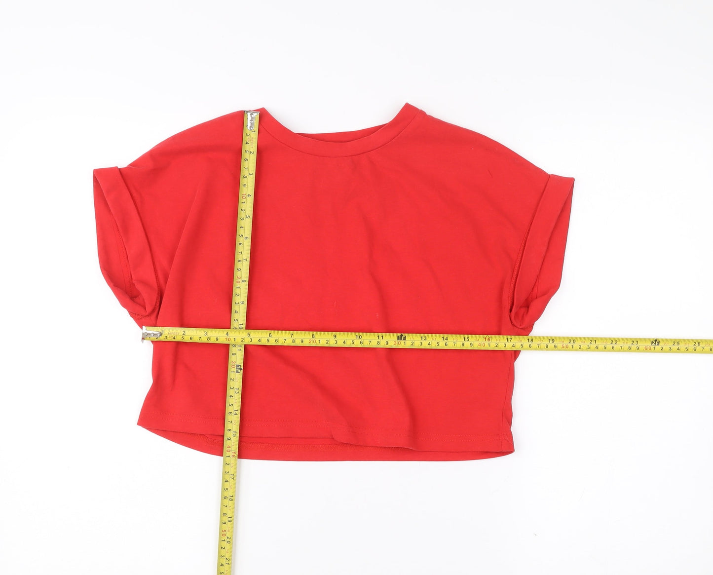 Cider Women’s Red XS Cropped Jersey T-Shirt Casual Summer Top