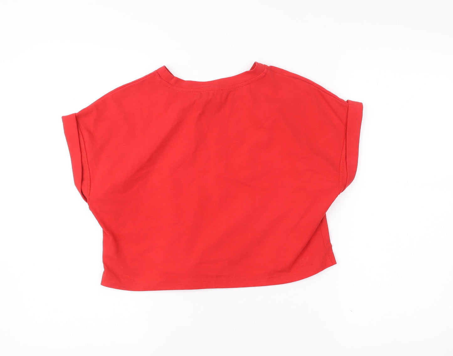 Cider Women’s Red XS Cropped Jersey T-Shirt Casual Summer Top