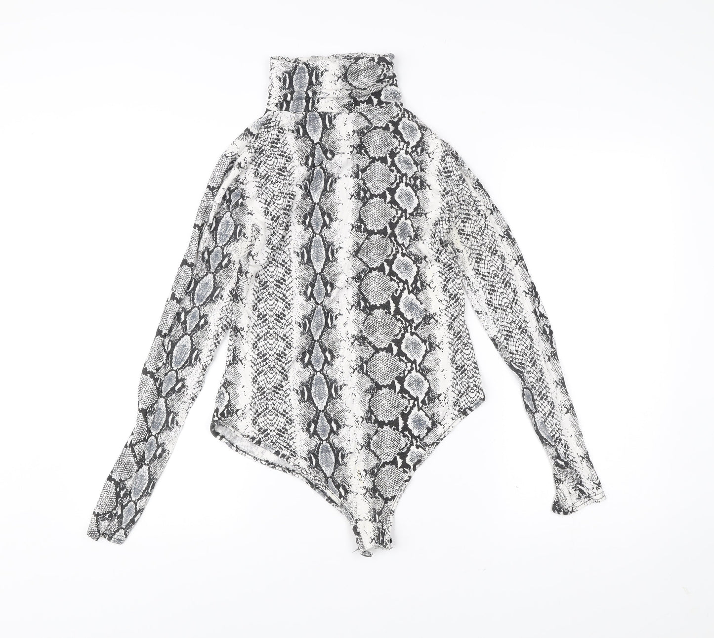 PrettyLittleThing Women’s Multicoloured Snake Print Roll Neck Bodysuit UK 14