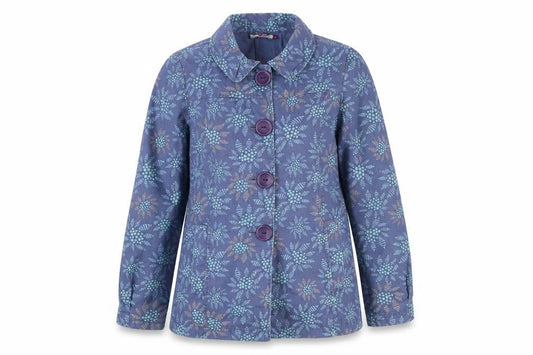 Monsoon Womens Blue Floral Cotton Trench Coat Size 12