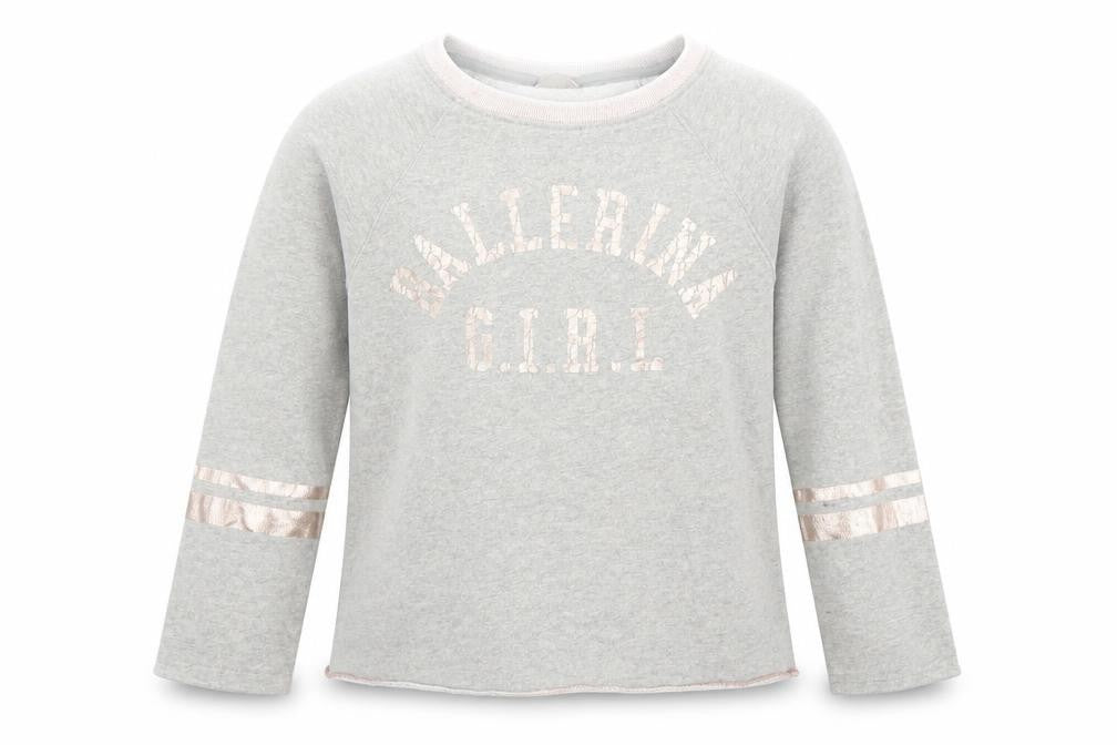 Next Girls Grey Ballerina Girl Pullover Jumper Size 12 Years Long Sleeve