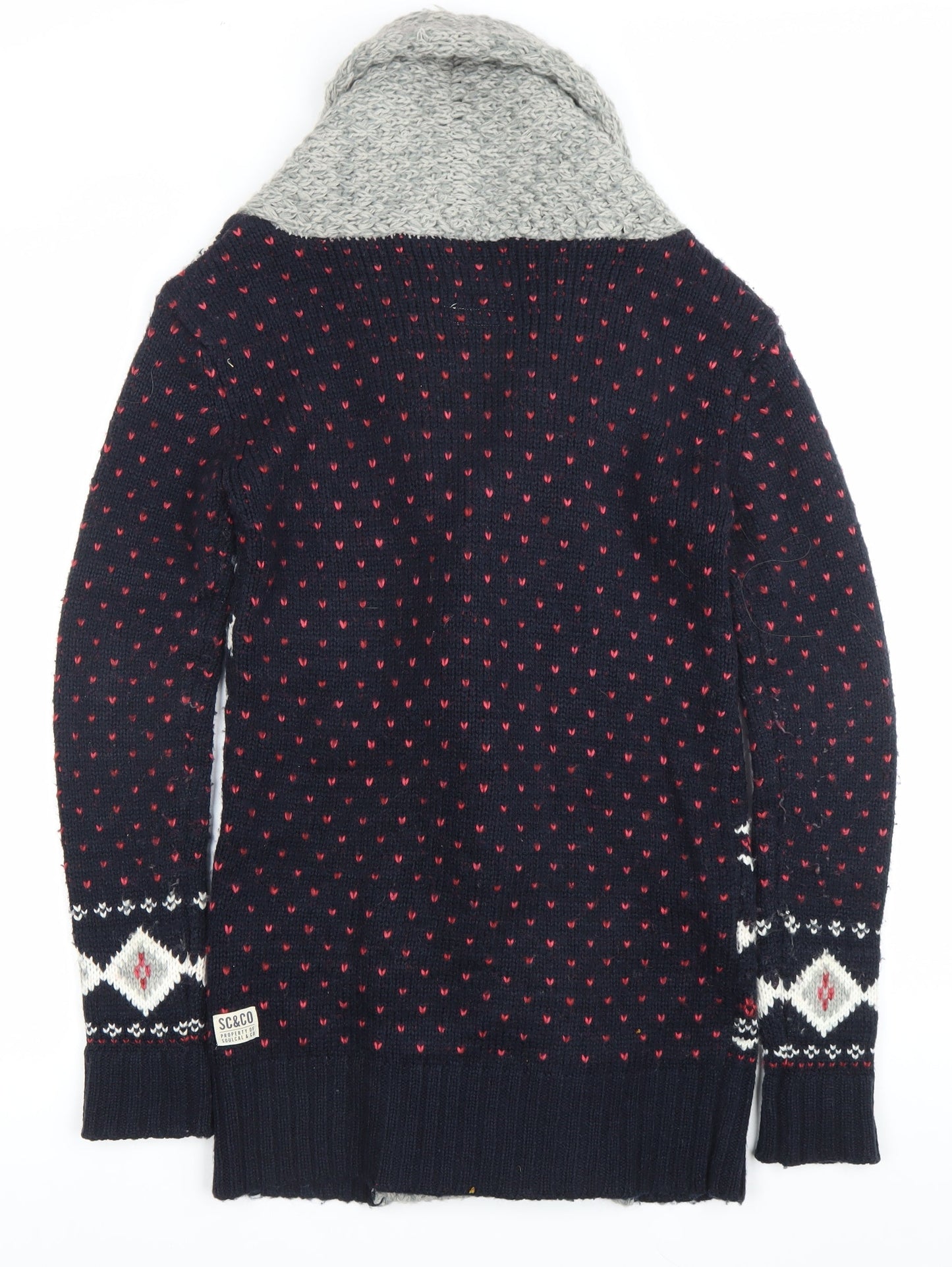 SoulCal & Co Womens Blue Fair Isle Cardigan Size 8 Acrylic Knit