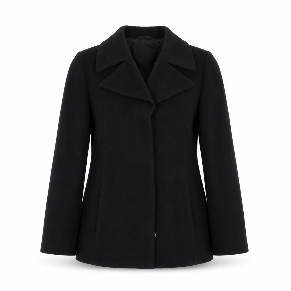 JFW Womens Black Wool Blend Mid-Length Overcoat Size 10